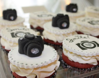Photographer Camera Cupcake Toppers/Party Favors/Mini Cameras/Picture Days -1 Dozen