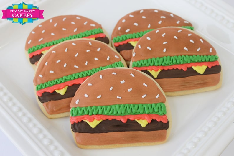 Custom Sugar Cookies / Cheeseburger Cookies 1 Dozen image 1