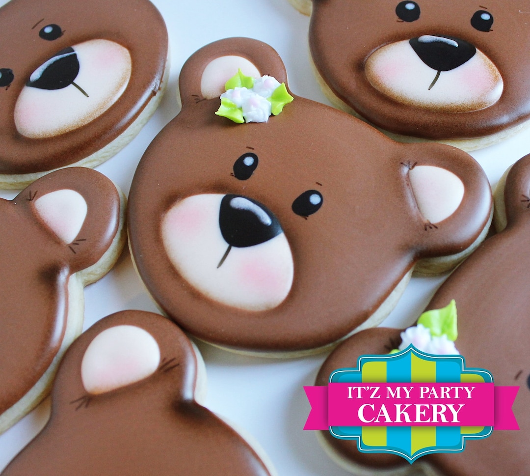 Custom Sugar Cookies Bear Head Cookies (1 Dozen)
