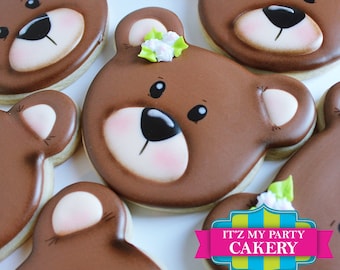 Custom Sugar Cookies / Bear Head Cookies (1 Dozen)