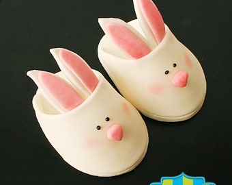 Bunny Slipper Cake Topper Set