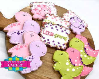 Custom Sugar Cookies / Dino-girl Cookies