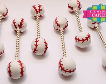 Baseball Baby Rattle Cake Pops