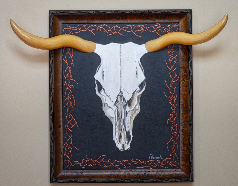 Cow skull painting 3D unique handmade wall art original Etsy