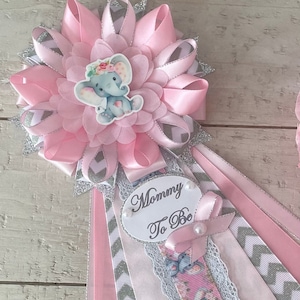 Light pink and silver elephant baby shower corsage/little peanut baby shower corsage/Elephant Girl baby shower corsage/Elegant corsage
