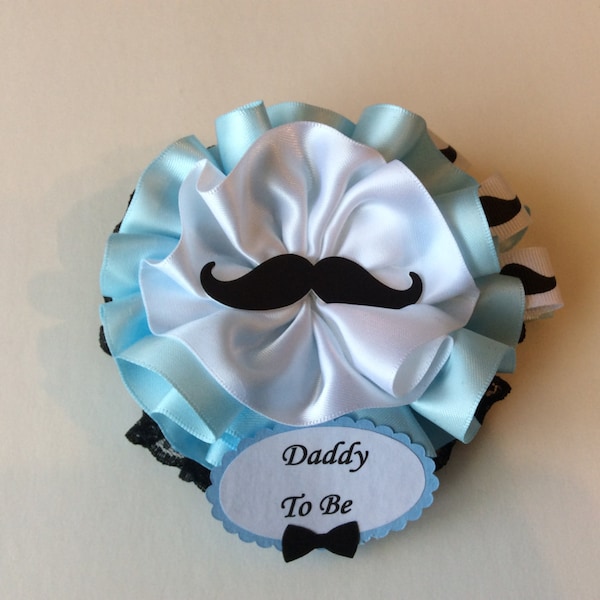 Daddy to Be corsage/Mustache themed baby shower corsage/Little man corsage
