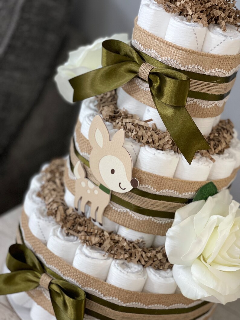 Woodland Diaper Cake/woodland Baby Shower Centerpiece/deer - Etsy