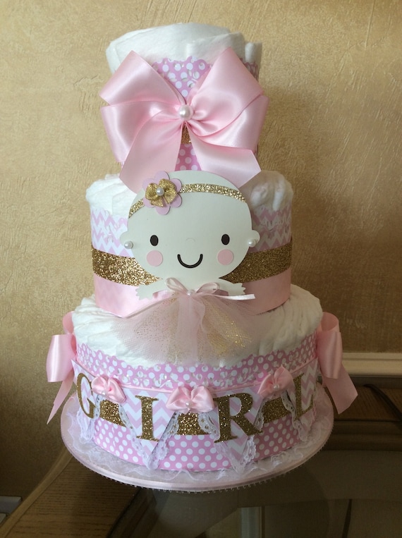 pink diaper cakes for baby showers