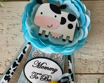 Cow baby shower corsage/Boy cow baby shower corsage/Boy farm baby shower corsage/Farm themed baby shower corsage