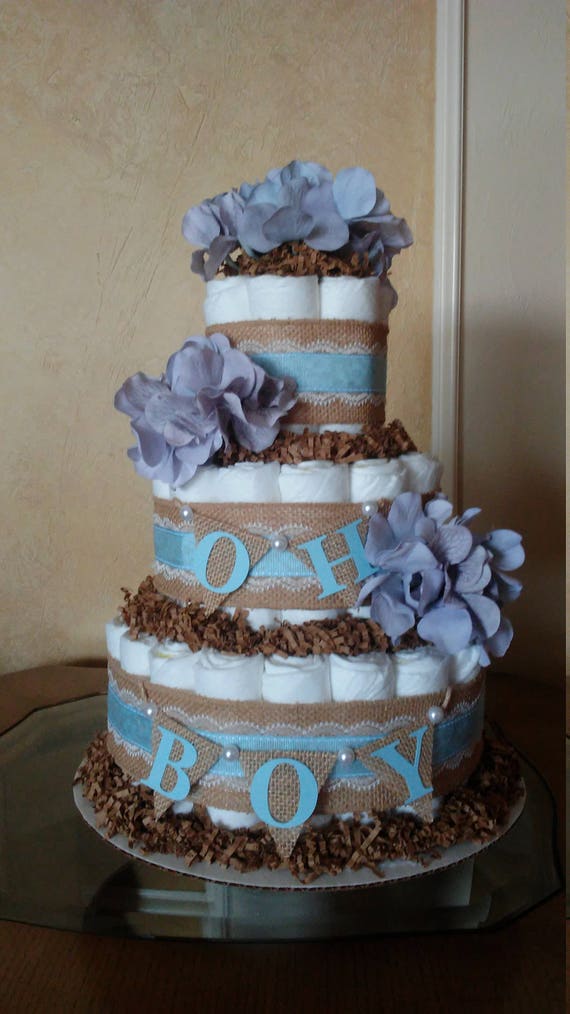 rustic diaper cake boy