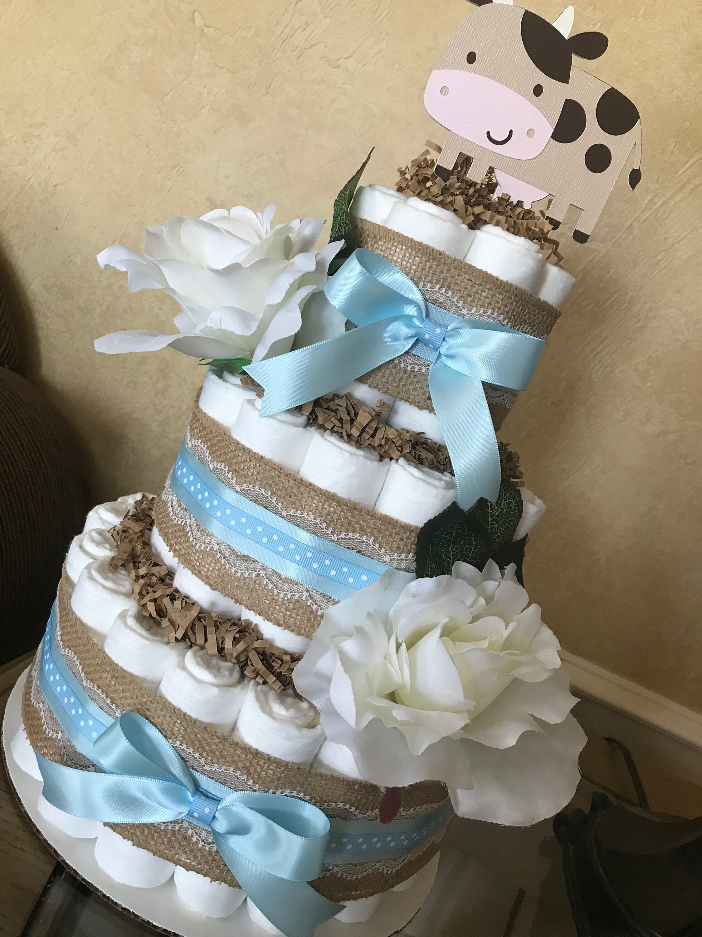 Blue Rustic Burlap Pumpkin Diaper Cake – Baby Blossom Company