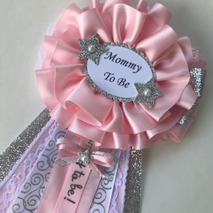 Light pink and silver twinkle twinkle little star baby shower corsage/Girl baby shower corsage/Twinkle Twinkle little star Mommy to be pin