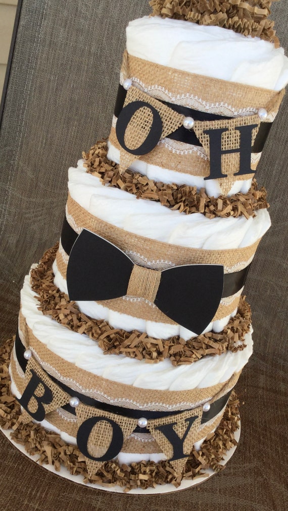 rustic diaper cake boy
