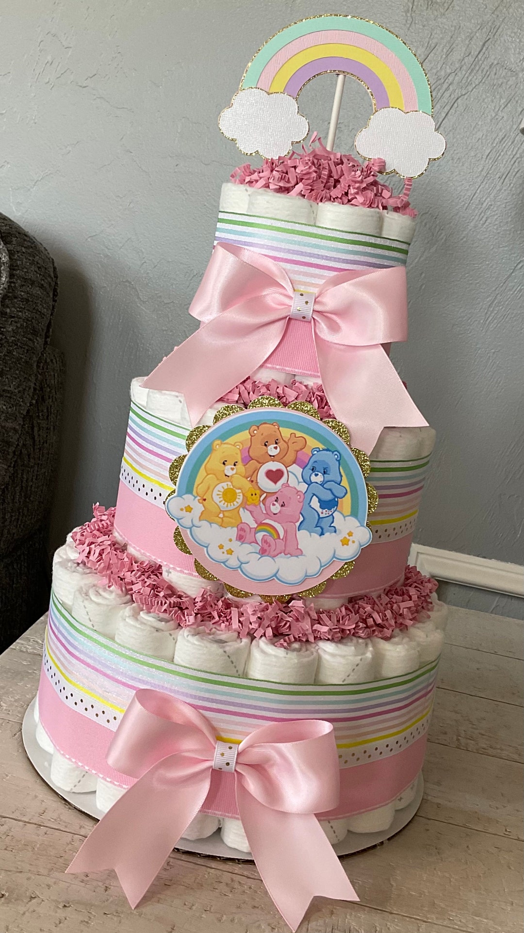 Care Bears Diaper Cake Care Bears Baby Shower Centerpiece Etsy