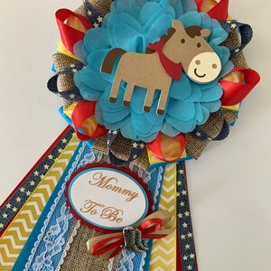 Pony themed baby shower corsage/Horse baby shower corsage/Farm themed baby shower corsage/Cowboy baby shower corsage