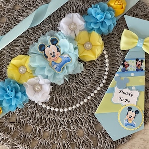 Mickey Mouse inspired maternity sash/Mickey Mouse inspired baby shower maternity sash/Mickey Mouse inspired baby shower/ Boy baby shower pin