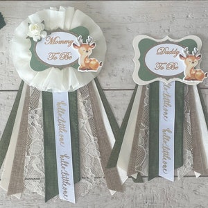 Deer baby shower corsage/Woodland rustic baby shower corsage/Greenery woodland corsage/Deer gender neutral baby shower corsage/Boy fox pin