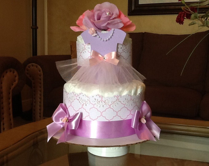 Ballerina Diaper Cake Baby Girl Diaper Cake Pink and Lavender Etsy