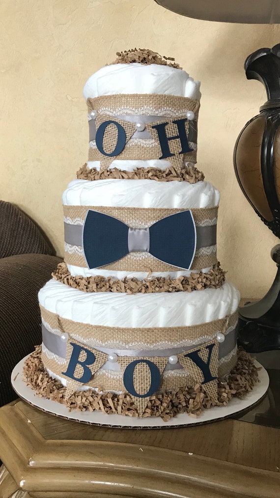 rustic diaper cake boy