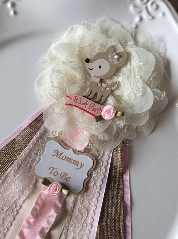 Deer Baby Shower Corsage Woodland Baby Shower Corsage Rustic Etsy