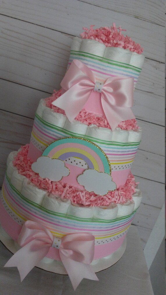 rainbow baby diaper cake