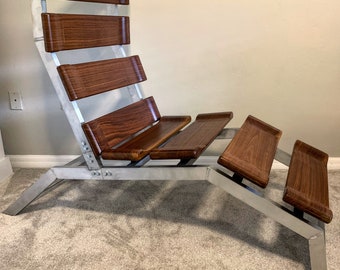 Modern Adirondack Spring Chair, Contemporary Lounge Chair, Solid Walnut Chair, Dining Chair, Valve Spring Moveable Panels.