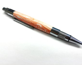 Handmade Pens - Stratus Click Pen - Orange sherbet acrylic - Chrome Plating - Handcrafted Woodturning - Gift for Him or Her