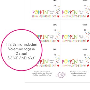 POPPIN&#39; by to say Happy Valentine&#39;s Day Tags, Instant Digital Download, Printable Valentine&#39;s Day Bag Toppers - Valentine Pop Gift Tag - DIY