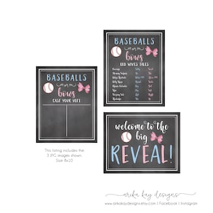 Baseballs or Bows Baby Gender Reveal Signage - Instant Download, 8x10 JPG, Wives Tales, Baby Gender, Cast Your Vote, Reveal Sign, Baby