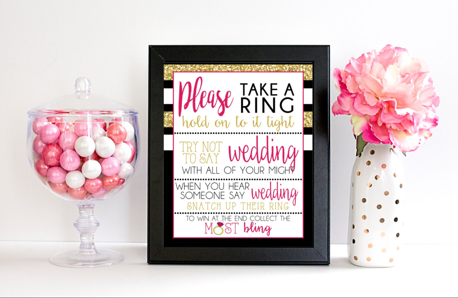 Please Take a Ring Game DOWNLOAD Black Pink and Gold - Etsy