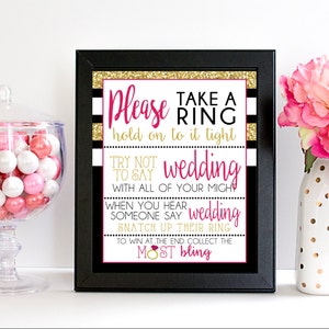 Please Take a Ring Game DOWNLOAD - Black, Pink and Gold Glitter Bridal ...