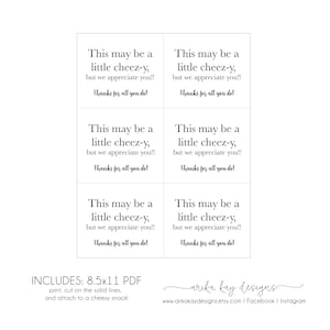Appreciation Snack Gift Tag, DIY, Cheez-y, Funny, Nurse Appreciation, Teacher Appreciation, Snack Printable, Instant, Digital Download