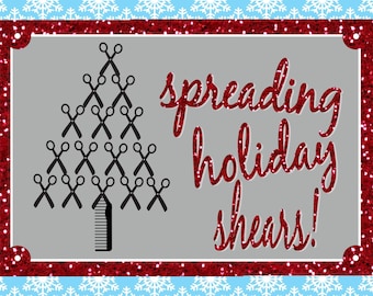 Spreading Holiday Shears - Hair Stylist Customer Appreciation - Hair Stylist Christmas - Cosmetologist 20 5x7 Flat Christmas Cards