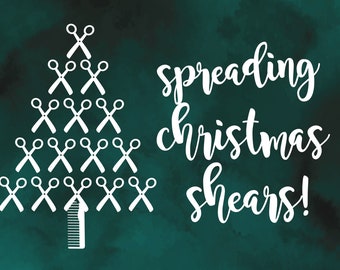Green Watercolor Spreading Holiday Shears Christmas - DIGITAL DOWNLOAD - Nail Tech, Hair Stylist, Cosmetologist, Christmas Card, Print