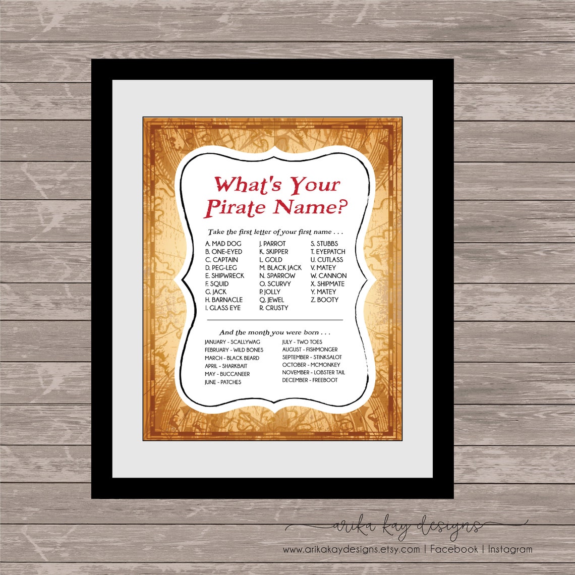 What's Your Pirate Name Printable Treasure Hunt Sign | Etsy