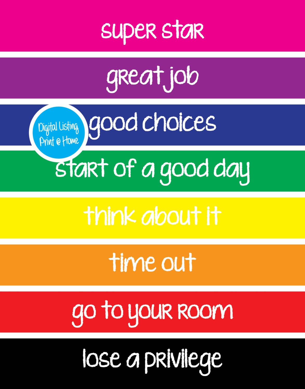 Color Code Behavior Chart For Kids Printable PDF Rainbow, 59 OFF