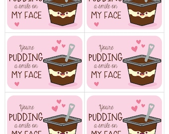 Pudding Face Pun Valentine's Day Tags, Instant Download, Printable Valentine's Day Bag Toppers - Valentine Gift Tag - DIY