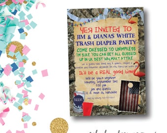 White Trash Bash Baby Shower Invitation, Diaper Party, Baby Shower Invite, Beer, Baby, Camo, Redneck, Birthday, Party, Digital Download