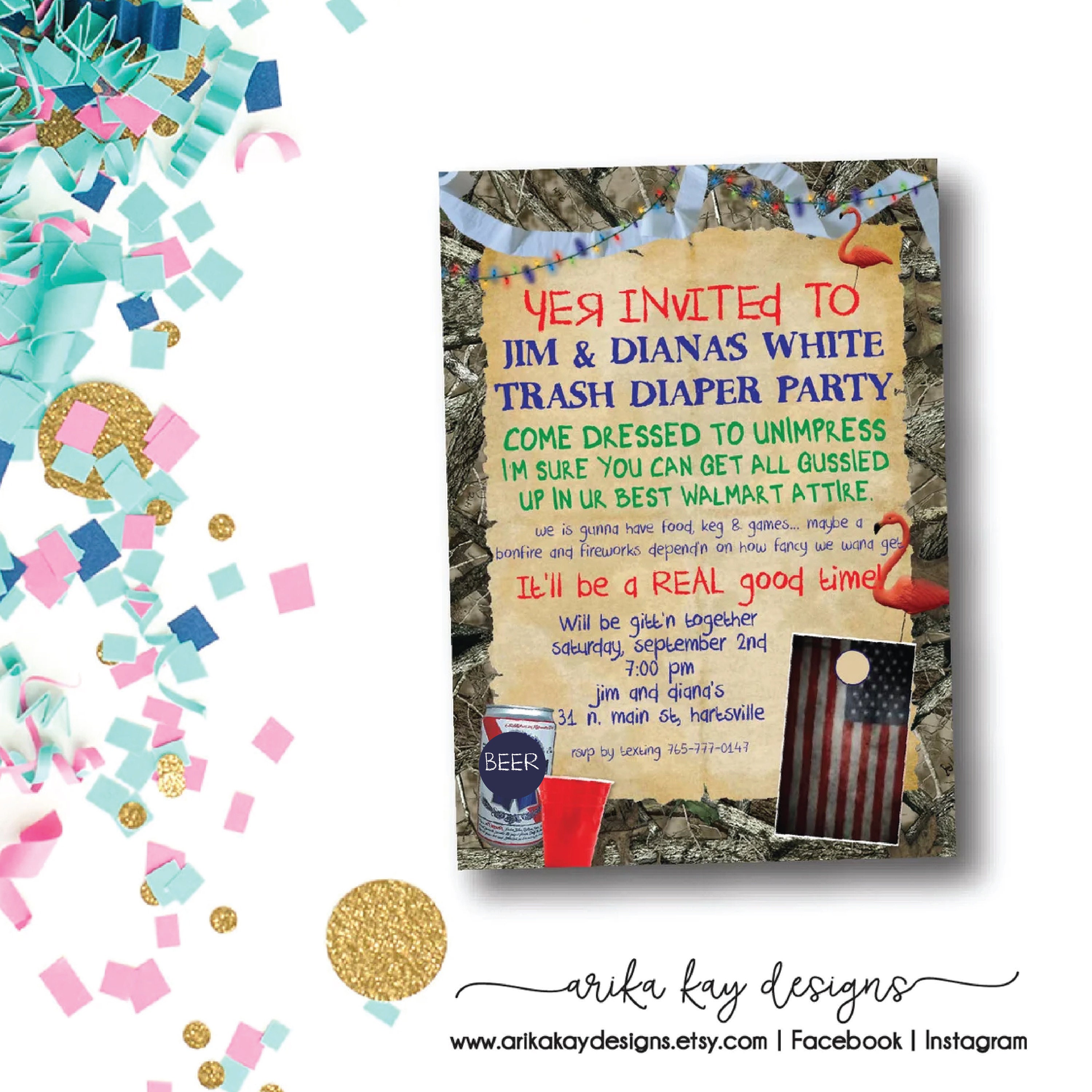 White Trash Baby Shower Invites