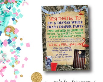 White Trash Invite Etsy