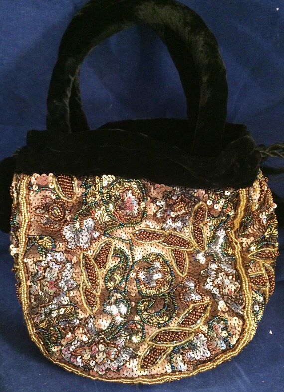 Black Velvet and metalic bead Chicos  purse