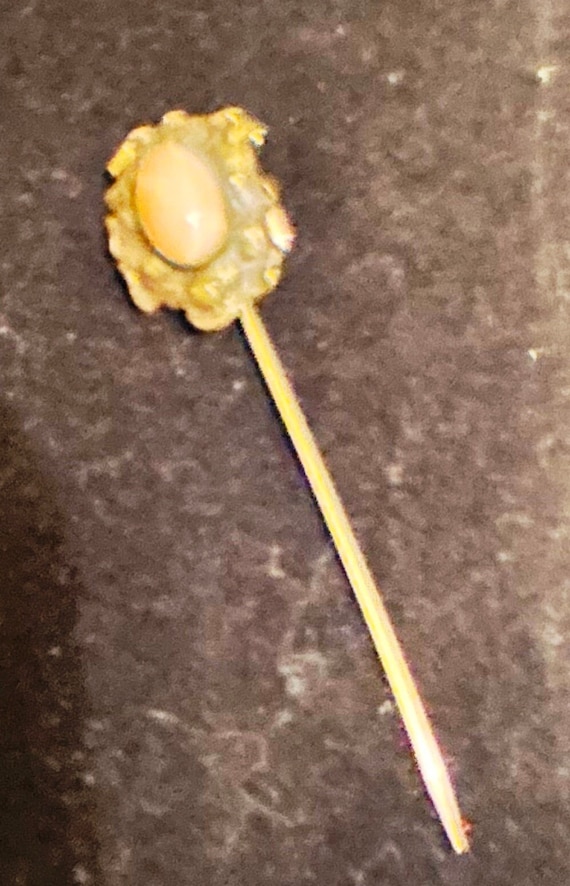 Antique Angel skin Coral Stickpin, Hat pin