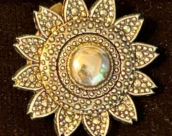 Silver sunflower Shawl Scarf Clip made in germany