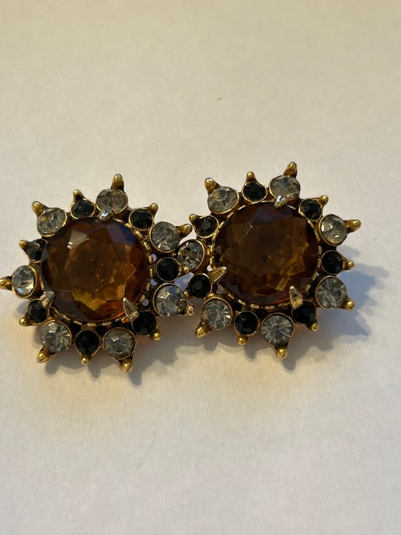 Pair of Florenza purple Rhinestone Clip Earrings