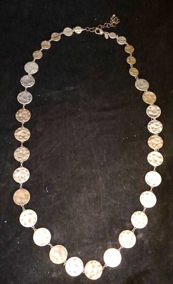 Chicos Silver Disc long Necklace