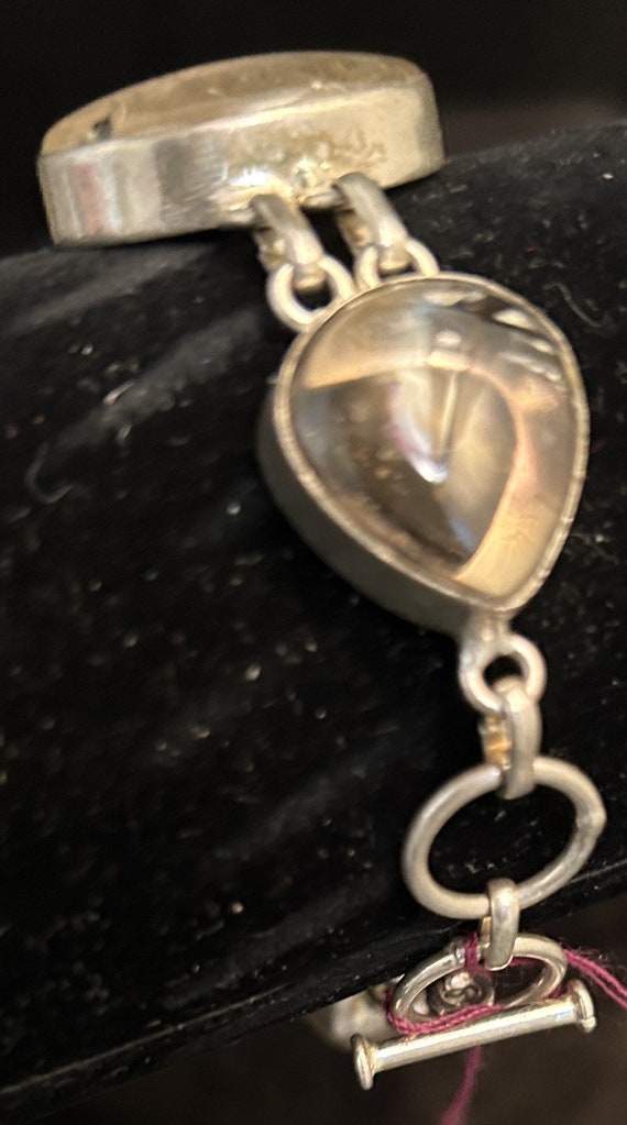 Sterling Silver and Rock Crystal link Bracelet