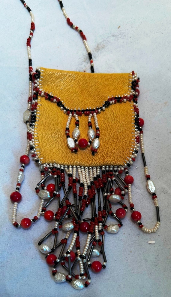 Native American small leather beaded Purse.