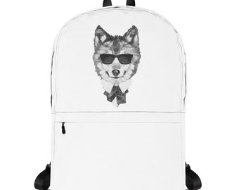 Cool Wolf Design Cute Wolf Arctic Wolf Lover Wolf Art Print Lone Wolf Charm Gifts Backpack