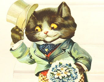 Handsome Cat Animated Vintage Valentine's Day Card