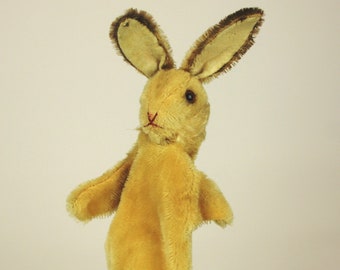 Vintage Steiff Rabbit Hand Puppet German Mohair Toy